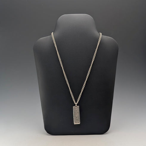1977 British pure silver Jubilee ingot pendant, 51g, with pure silver twisted chain necklace, J&D
